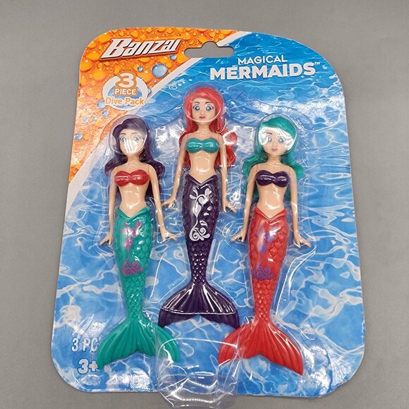 Banzai Magical Mermaids 3 Piece Dive Pack Water Toy Set - New Sealed - Picture 3 of 5